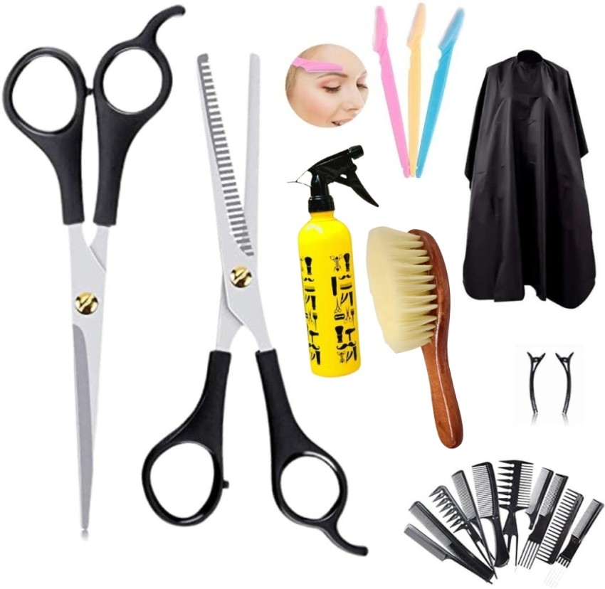  Sirabe 10 PCS Hair Cutting Scissors Set, Professional Haircut  Scissors Kit with Cutting Scissors,Thinning Scissors, Comb,Cape, Clips,  Black Hairdressing Shears Set for Barber, Salon, Home : Beauty & Personal  Care