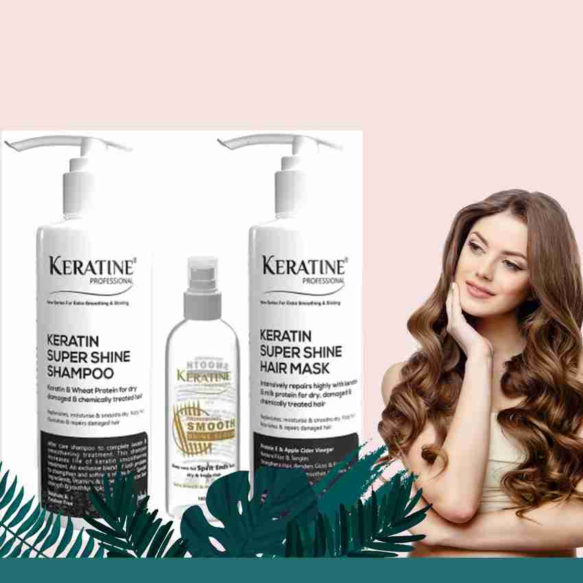 KERATINE PROFESSIONAL Keratin Super Shine 300ml Shampoo 300ml Mask 100ml Serum Price in India Buy KERATINE PROFESSIONAL Keratin Super Shine 300ml Shampoo 300ml Mask 100ml Serum online at Flipkart