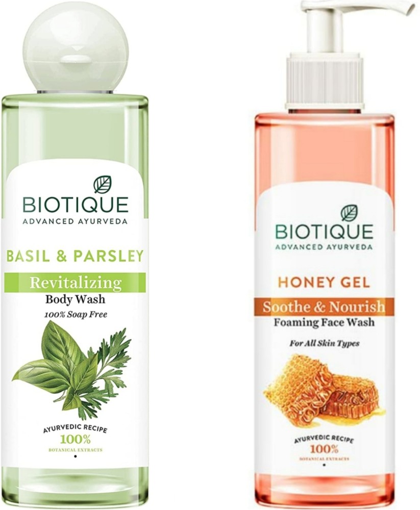 BIOTIQUE Basil Parsley Body Wash 200ML Honey Gel Face Wash