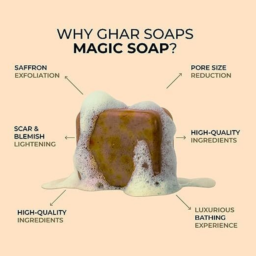 GharSoaps Magic Soap Sandal Wood And Saffron for DeTan and Glowing