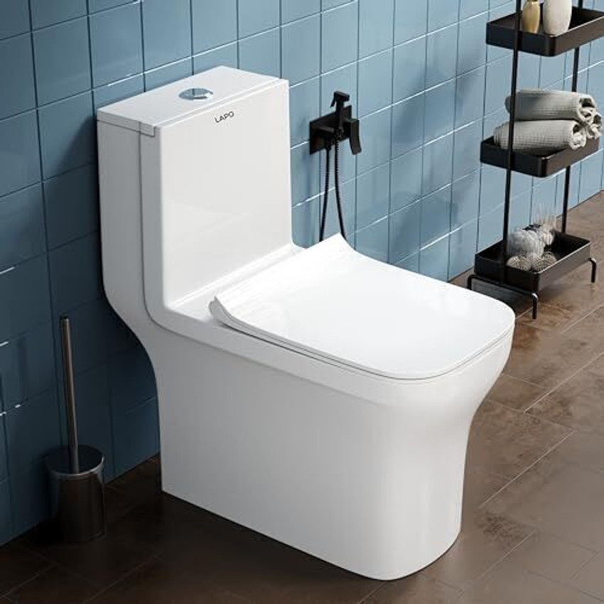 LAPO Ceramic One Piece Western Toilet Commode with Soft Close Toilet Seat Commode with Washdown Flush System Floor Mounted European Commode Toilet SCP Western Commode Price in India Buy LAPO Ceramic O...