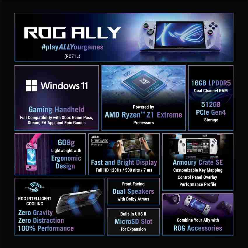 ASUS ROG Ally AMD Ryzen Z1 Octa Core Extreme - (16 GB/512 GB SSD 
