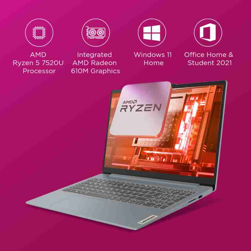 Lenovo IdeaPad Slim 3 AMD Ryzen 5 Quad Core 7520U 16 GB 512 GB