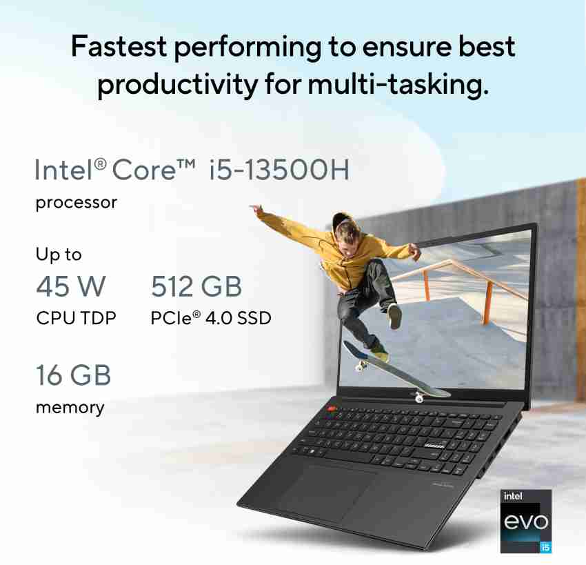 PC portable Asus VivoBook S1405VA 14" OLED Intel Core I5 13500H RAM 16  Go DDR4 512 Go SSD Intel Iris Xe - VivoBook S1405VA-KM212W