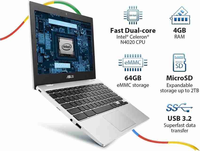 ASUS Chromebook Intel Celeron Dual Core N4020 - (4 GB/32 GB EMMC 