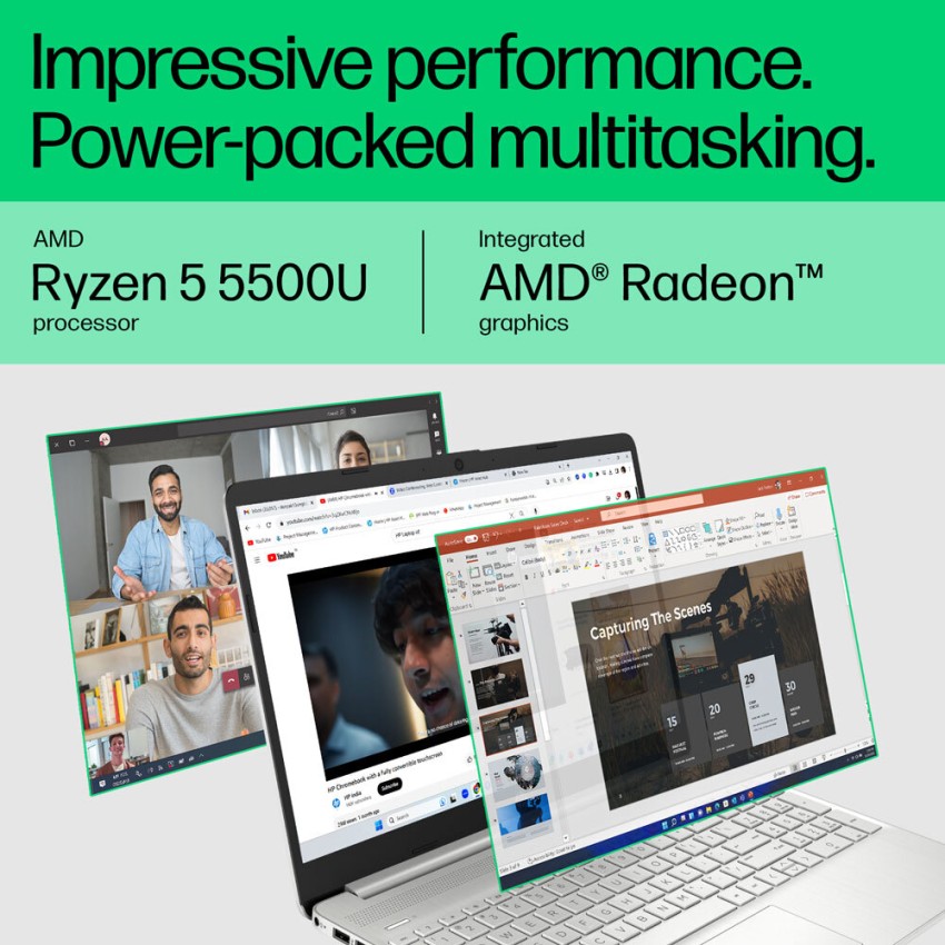 HP 15.6 FHD Laptop, AMD Ryzen 5-5500U Processor, AMD Radeon