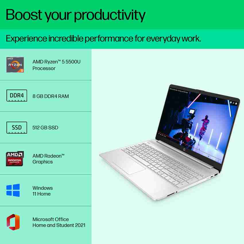 HP AMD Ryzen 5 Hexa Core 5500U - (16 GB/512 GB SSD/Windows 11 Home) 15s- eq2182AU Thin and Light Laptop Rs.59109 Price in India - Buy HP AMD Ryzen 5 Hexa Core 5500U - (16 GB/512 GB SSD/Windows 11 Home) 15s- eq2182AU Thin and HP AMD Ryzen 5 Hexa Core 5500U - (16 GB/512 GB SSD/Windows 11 Home) 15s- eq2182AU Thin and Light Laptop Rs.59109 Price in India - Buy HP AMD Ryzen 5 Hexa Core 5500U - (16 GB/512 GB SSD/Windows 11 Home) 15s- eq2182AU Thin and