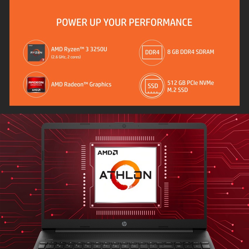 HP 15s-Ryzen 3 3250U 8GB SDRAM/256GB SSD 15.6inch(39.6cm) HD, Micro-Edge  Laptop/AMD Radeon Graphics/Dual Speakers/Win 11 Home/MS Office/Fast  Charge/Jet Black/1.69Kg, 15s-ey1508AU - IT PORTAL