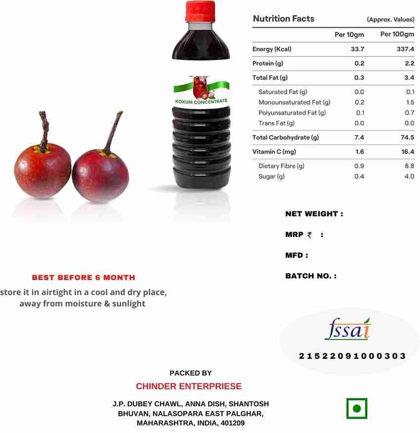 CHINDER Kokum Juice Sugar Free Concentrate 250 ML Price in India Buy CHINDER Kokum Juice Sugar Free Concentrate 250 ML online at Flipkart