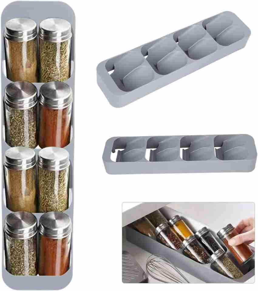 1pc Kitchen Spice Storage Box With 8-grid Spice Jar Drawer Organizer