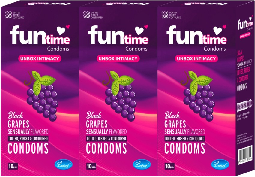 Funtime Dotted 10pcs Each (Black Grapes) Condom Price in India