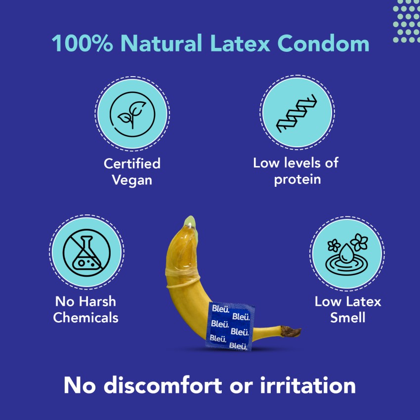Bleu Extra Dotted Condoms for Men, 100% Natural Latex, Vegan & Toxin Free  Condom Price in India - Buy Bleu Extra Dotted Condoms for Men