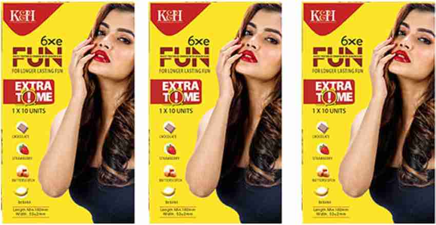 K&H 6xe Fun Multi-Textured With Benzocaine for Longer Lasting Fun Condom