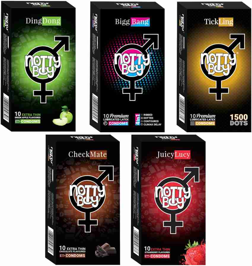 NottyBoy Condoms 100 Pack Variety Combo - 4IN1, Ultra Ribbed