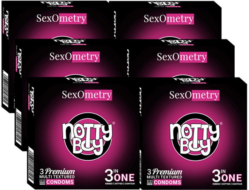  NottyBoy Multi Textured 3-in-One Men Condoms- 30 Count (Ribbed, Dotted, Contoured) Anatomic Shape, Form Fitting, Ribs and Dots, Enhance Sensation