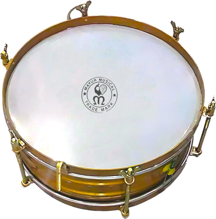 Mayur Musical Snare Drum for School Marching - Precision-Crafted 18 Inch  Steel Drum with Brass Fittings, Beater, and Belt