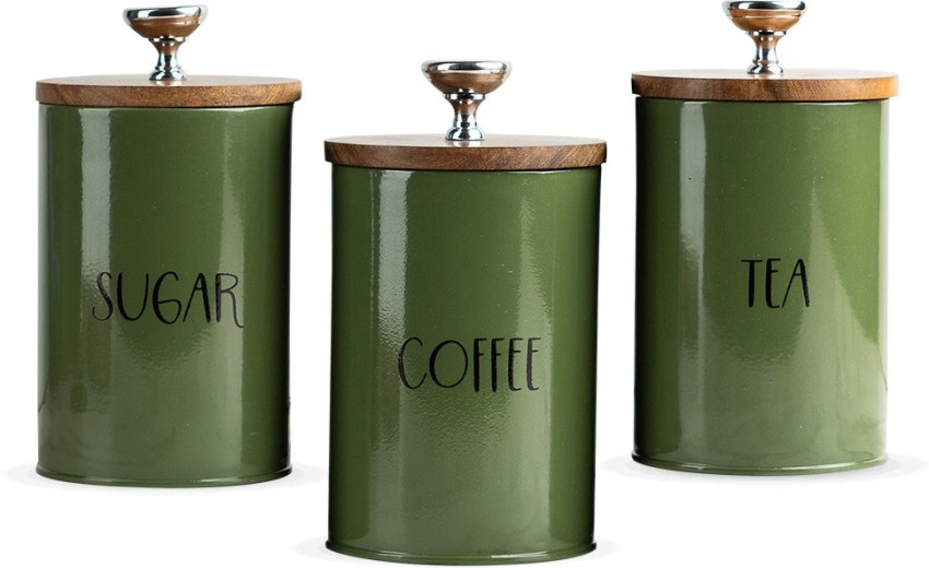 nestroots Wooden, Iron Tea Coffee & Sugar Container - 400 ml Price in India  - Buy nestroots Wooden, Iron Tea Coffee & Sugar Container - 400 ml online  at