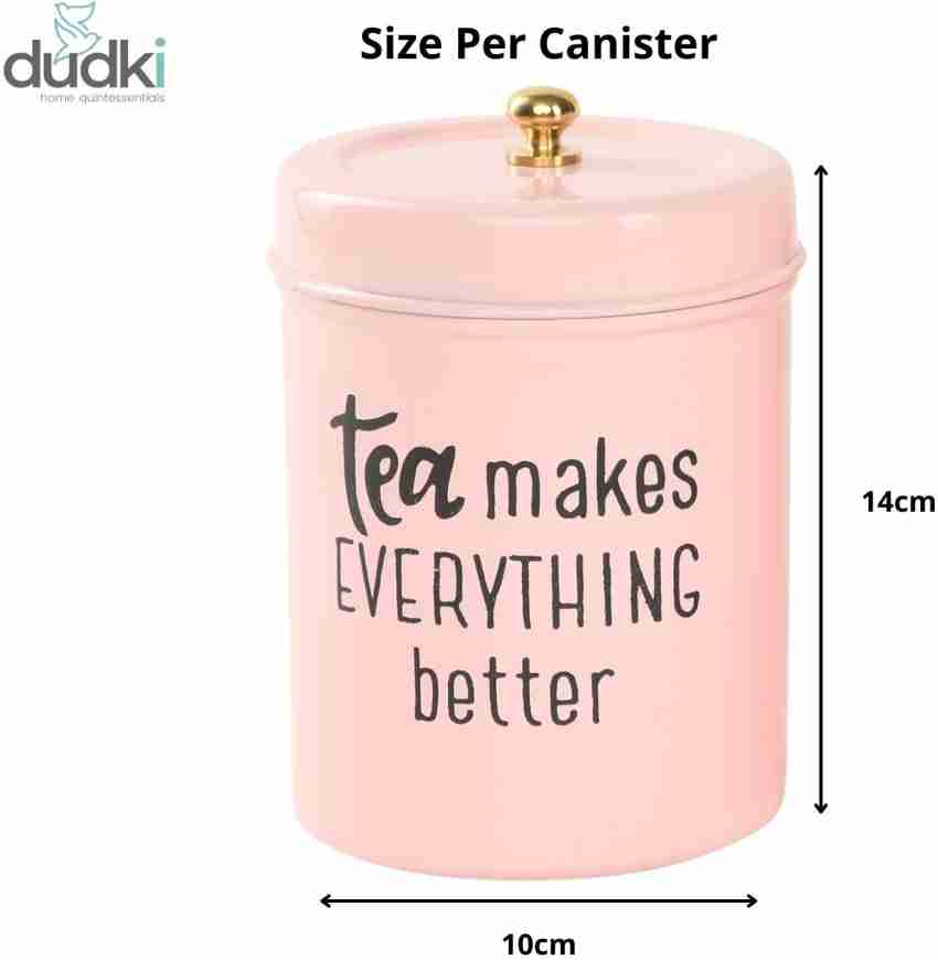 Pale pink tea coffee and cheap sugar canisters