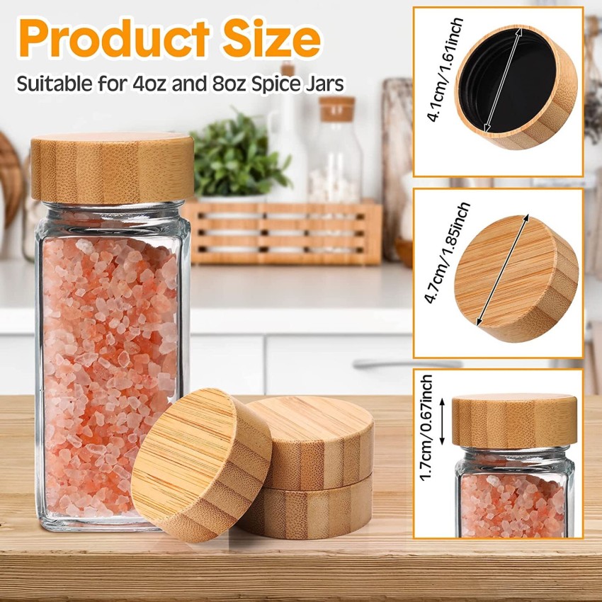 100 ml (4 oz) Glass Kitchen Storage Spice Jars with bamboo lid