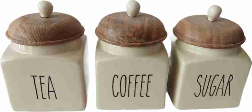 nestroots Wooden, Iron Tea Coffee & Sugar Container - 400 ml Price in India  - Buy nestroots Wooden, Iron Tea Coffee & Sugar Container - 400 ml online  at
