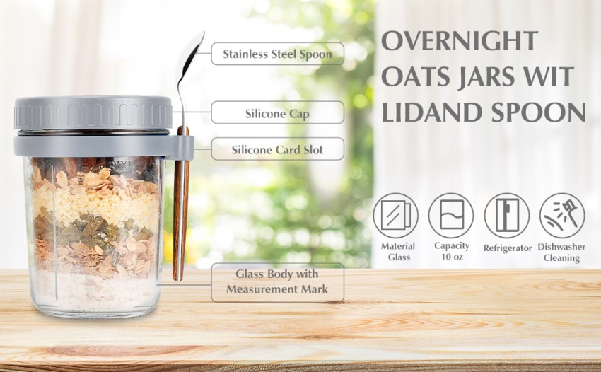 Cheap 10oz 300ml Overnight Oats Jars Oatmeal Container Glass Mason