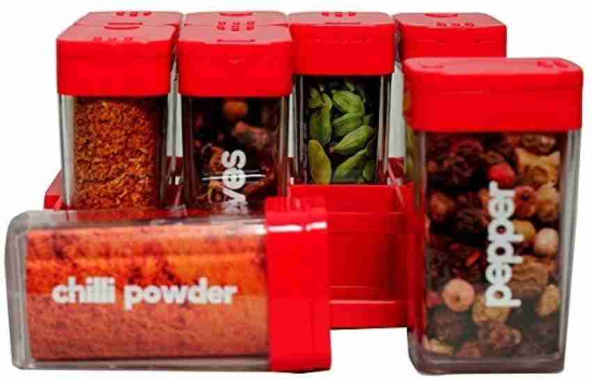 Red Color 8 Pcs Sets Airtight Rasoi Box Spice Box