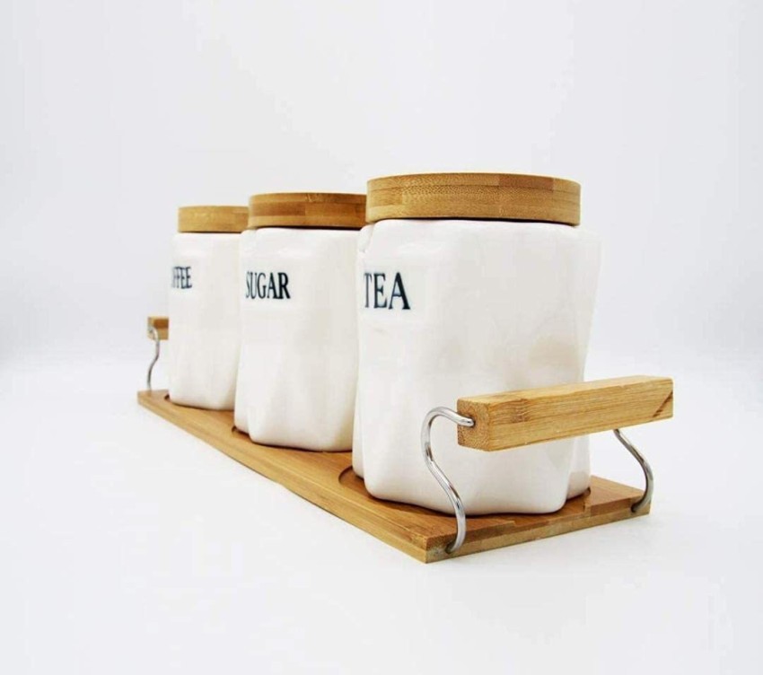 Bamboo tea coffee and sugar best sale canister set