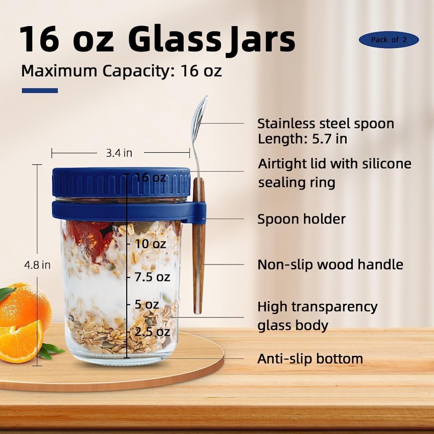 Overnight Oats Container Mason Jars 10oz 300ml Yogurt Oatmeal