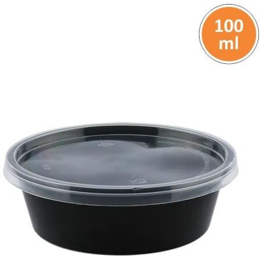 Round 100 Ml Black Disposable Plastic Food Container