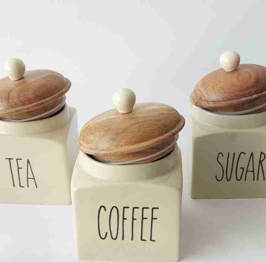 nestroots Wooden, Iron Tea Coffee & Sugar Container - 400 ml Price