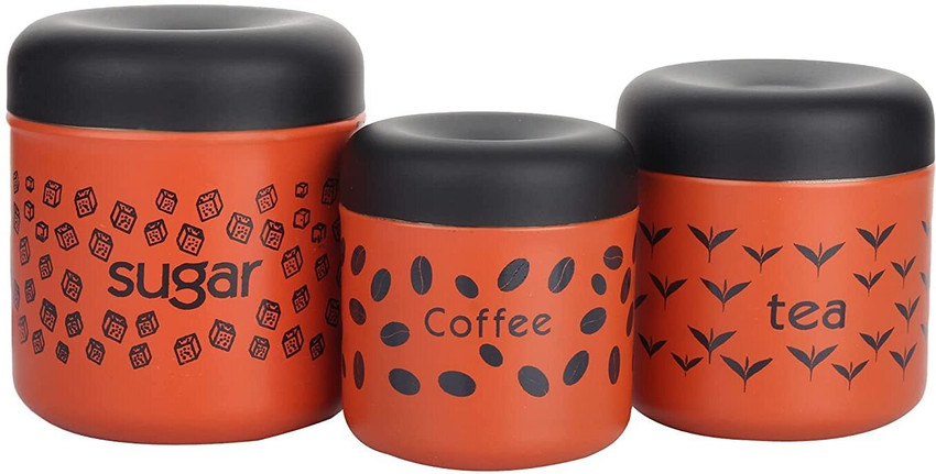 Orange kitchen tea coffee sugar canisters clearance