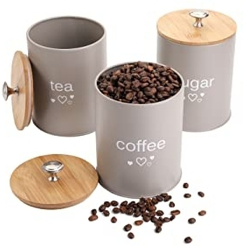 nestroots Wooden, Iron Tea Coffee & Sugar Container - 400 ml Price