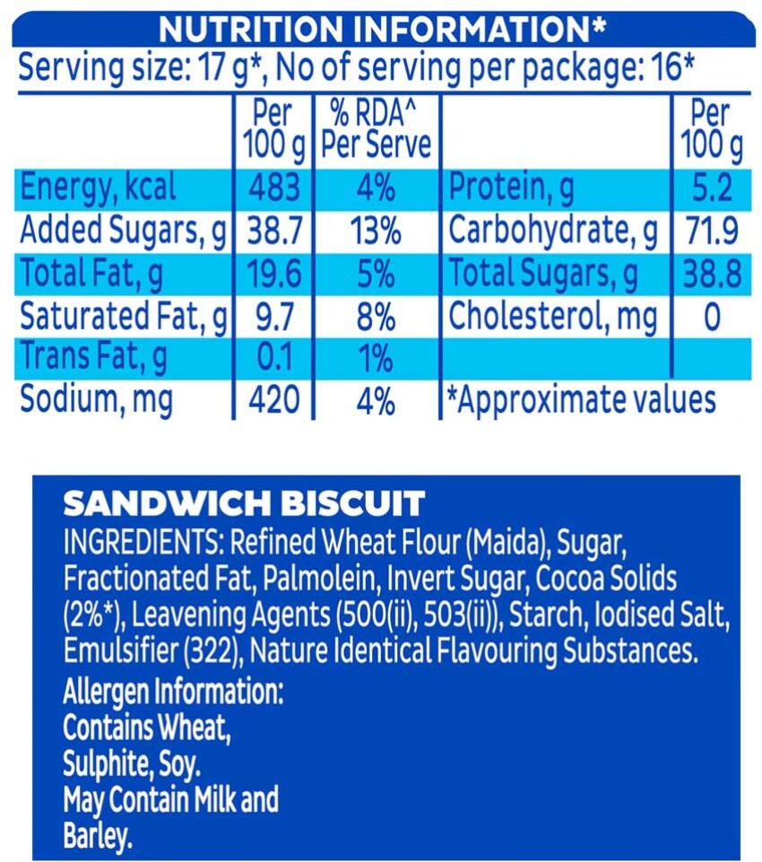 Cadbury Oreo Vanilla Flavour Crème Sandwich Biscuit, 288.75 g