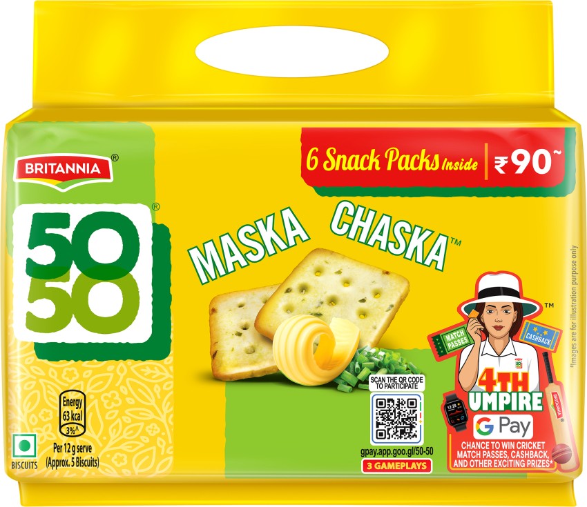 Buy Britannia 50 50 Maska Chaska Biscuits 50 Gm Pouch Online At Best Price  of Rs 10 - bigbasket