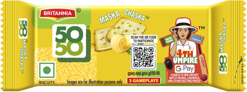 Buy Britannia 50 50 Maska Chaska Biscuits 50 Gm Pouch Online At Best Price  of Rs 10 - bigbasket