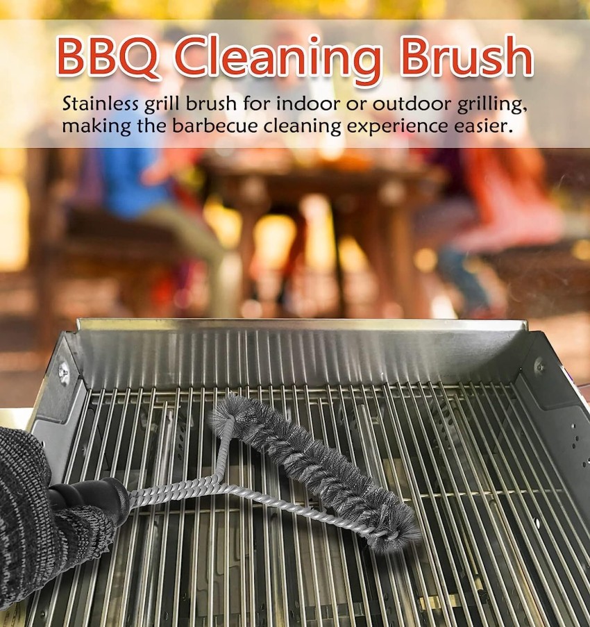 12-Inch Stainless Steel Barbecue Brush With 3-Sided Cleaning Brush