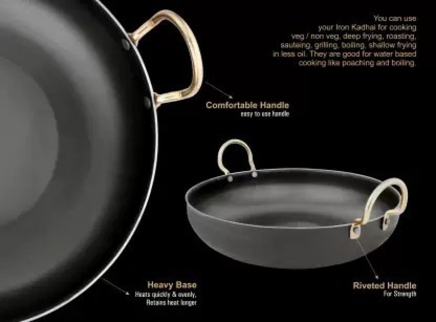 Stainless Steel w/ Copper Bottom 2 Pc Kadahi Set for Cooking / Frying 9 &  11 #48103 | Buy Kadahi Cookware Online