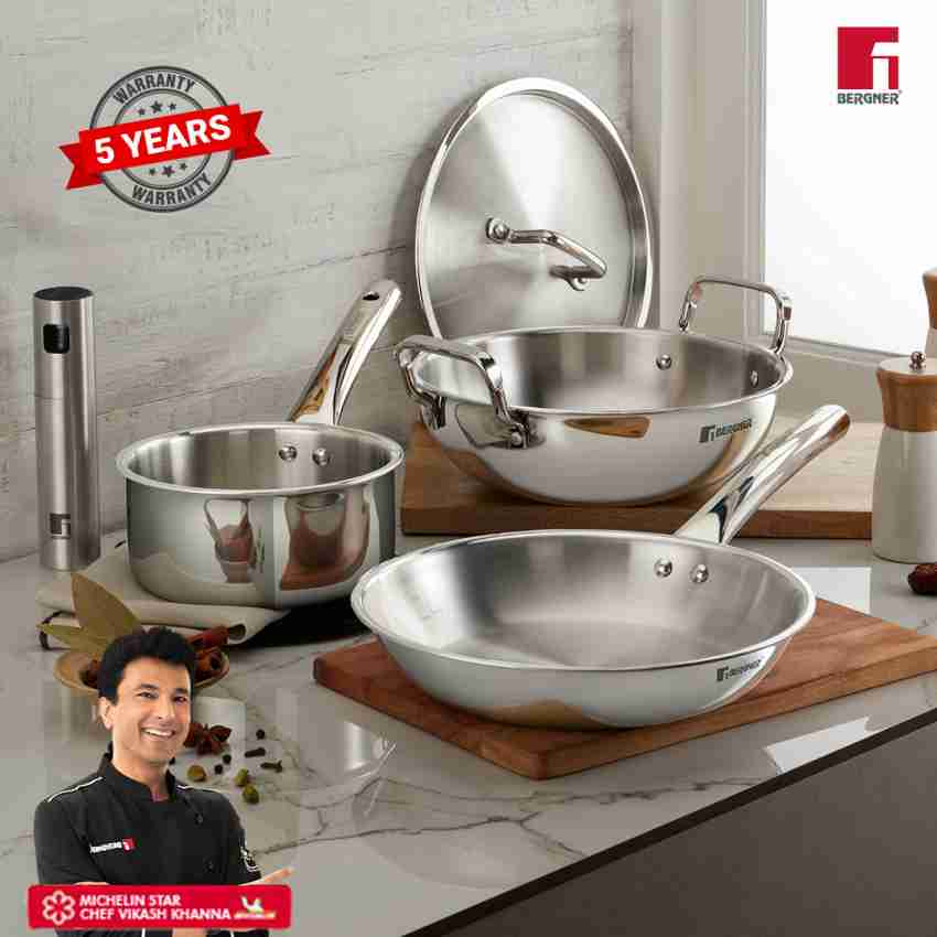 BERGNER Tripro Stainless Steel Induction Bottom Cookware Set Price in India  - Buy BERGNER Tripro Stainless Steel Induction Bottom Cookware Set online  at