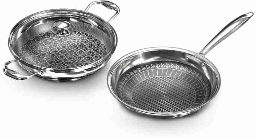 Impex Serene Triply Honeycomb Stainless Steel Kadai Pan 24 cm