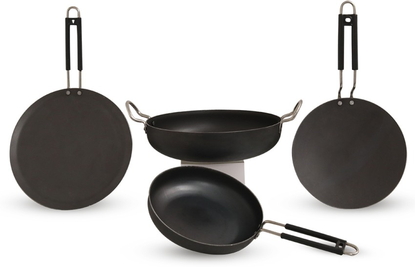 soromito Pre- Seasoned Iron Cooking Item Set Kadai Roti Tawa Dosa Tawa Fry  Pan Induction Bottom Cookware Set Price in India - Buy soromito Pre-  Seasoned Iron Cooking Item Set Kadai Roti