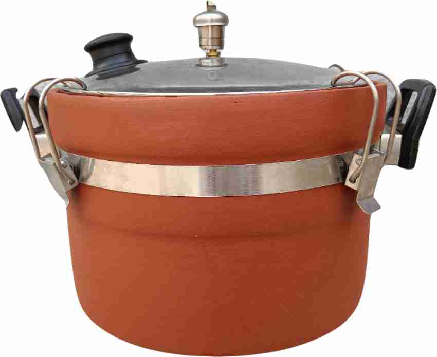 Mitti) Clay Pressure Cooker with Glass Lid (5 Litres)