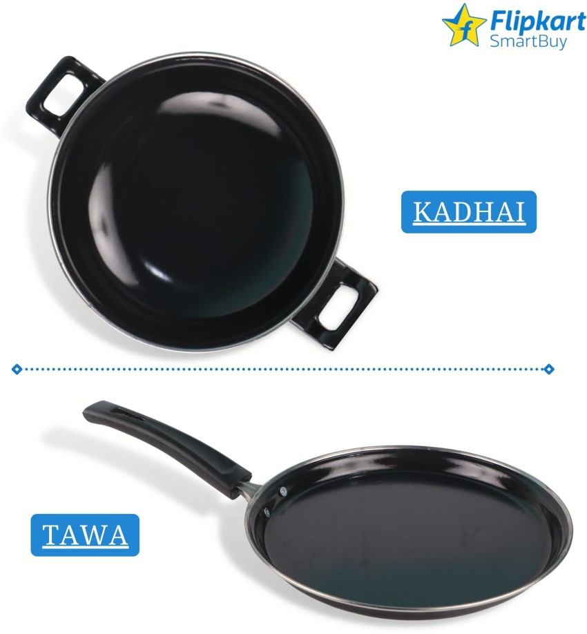 Flipkart SmartBuy Tawa and Fry Pan with Steel Lid Non-Stick Coated