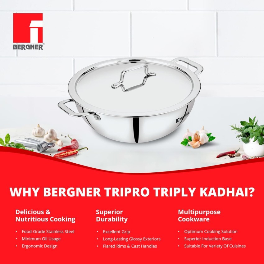 BERGNER Tripro Stainless Steel Induction Bottom Cookware Set Price in India  - Buy BERGNER Tripro Stainless Steel Induction Bottom Cookware Set online  at