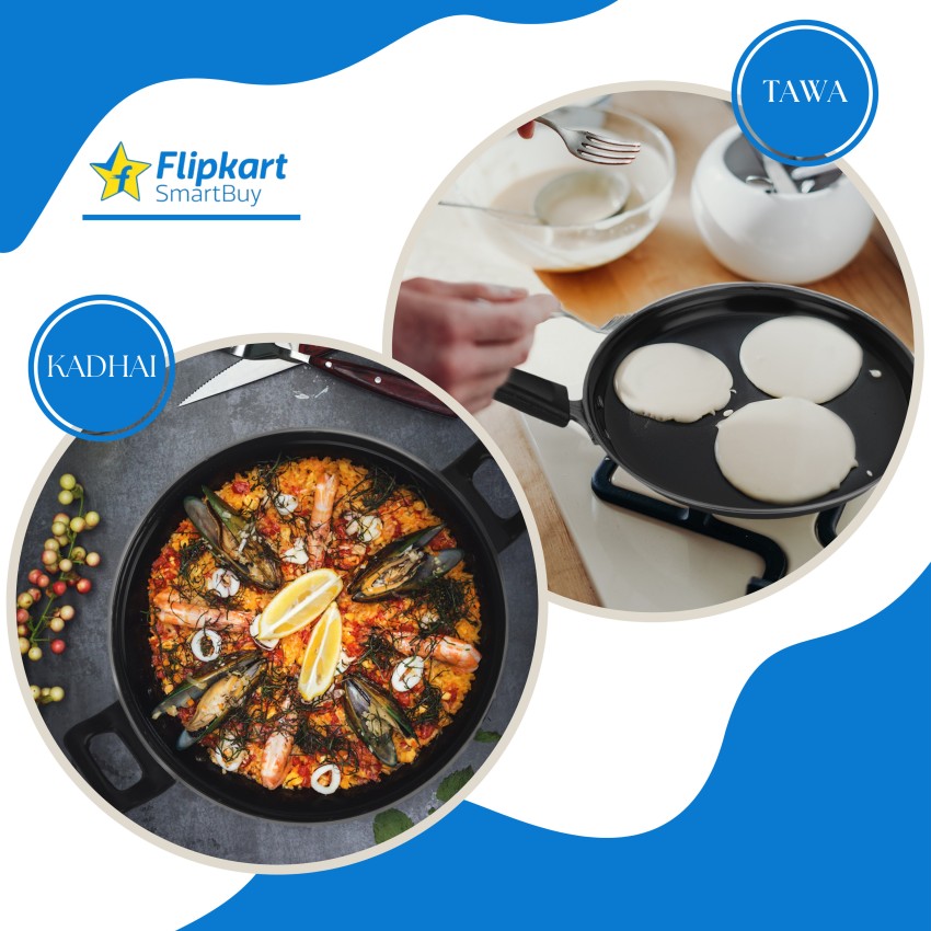 Flipkart SmartBuy Non Stick Cookware Set of 2 Pcs Kadhai Tawa