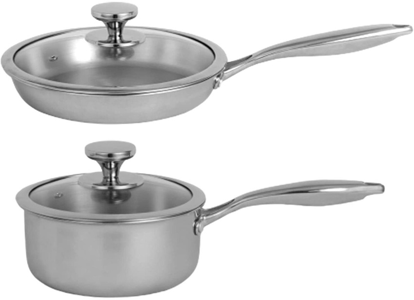 Nirlon Platinum TriPly Stainless Steel Casserole + Glass Lid