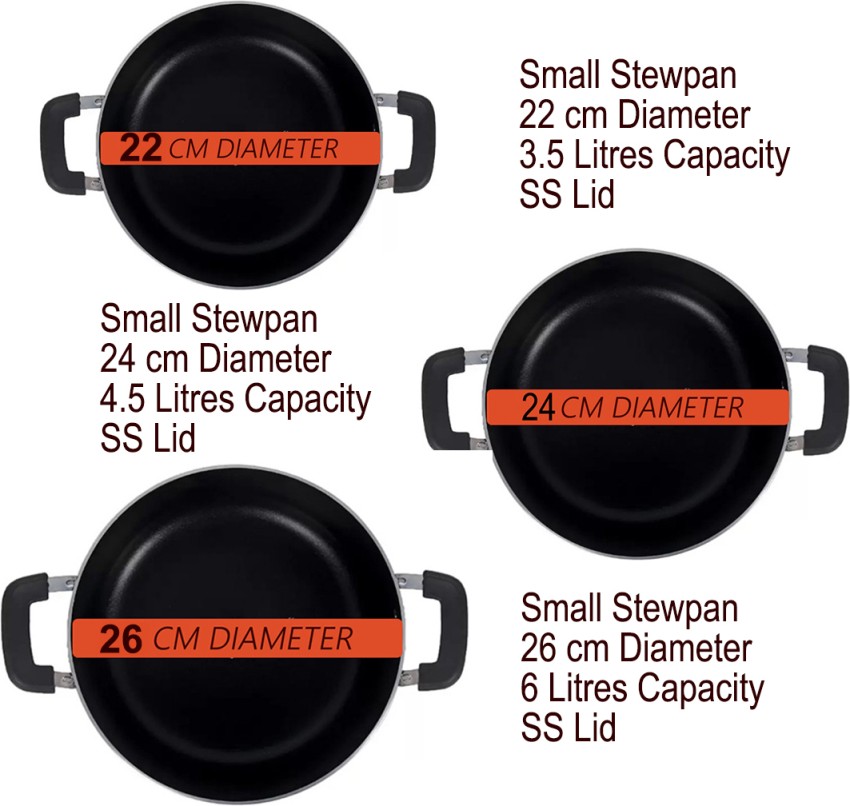 Aluminium Non-Stick Coated 4.5 Litres Stewpan, 24 cm Biryani pot