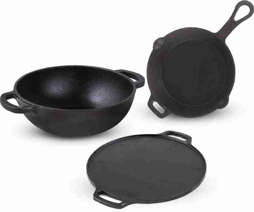 The Indus Valley Pre-Seasoned Cast Iron Paniyaram Pan (12 Pits - Twin  Handle),Black