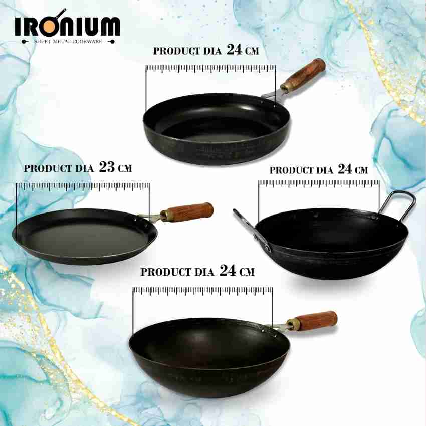 Buy Trm Pure Iron Kadai - Flat Bottom, 25 cm, with Handle Online