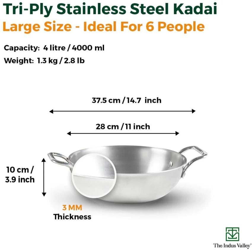 Triply Stainless Steel Kadai – The Indus Valley