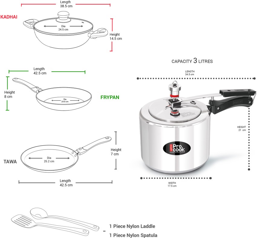 MILTON Pro Cook Kitchen Jewel Set of 5 Aluminium Induction